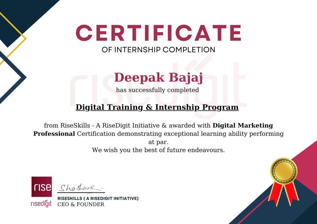 Digital Internship plus training certificate